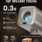 [Netflix Officially & 3D Dolby Audio] Smart Mini Portable Projector 4K with TOF Auto Focus & Keystone,1000 ANSI Projector for Bedroom,VOPLLS Full HD 1080P WiFi Bluetooth Home Movie Outdoor Projectors